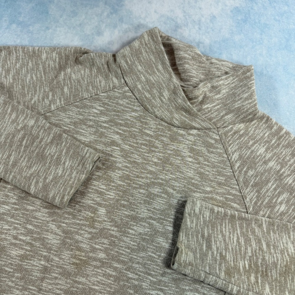 Prana Funnel Neck Sweatshirt Womens Size M Tan Excellent Marled Pockets